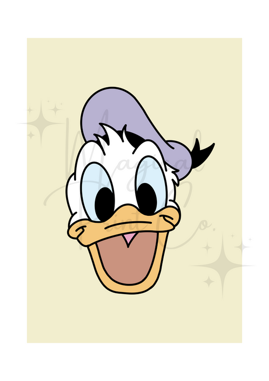 A series of six brightly coloured hand-drawn portraits featuring Mickey Mouse, Minnie Mouse, Donald Duck, Daisy Duck, Goofy, and Pluto, each in their classic style.