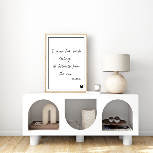 Minimalist Incredibles-inspired Disney print with bold Edna Mode quote